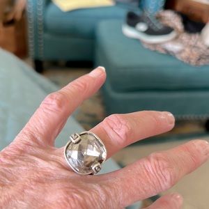 Brighton Swarovski smoky faceted crystal ring size 7 in box